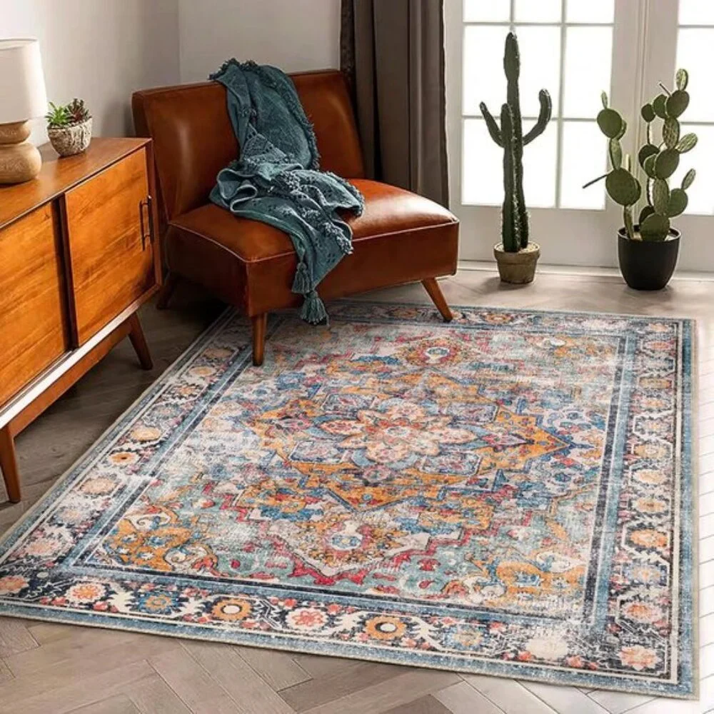 New 6x9 Washable Boho Vintage Rug Non-Shedding Carpet for Home & Room Decor
